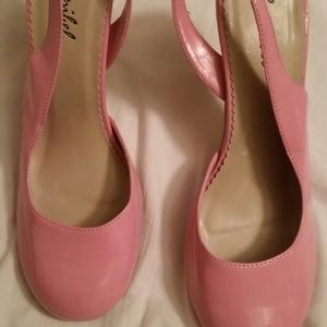 COPY - Pink patent slingback pumps